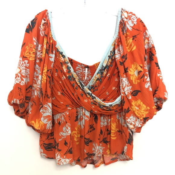 Free People Mirabella Floral Print Top Large Crop - Picture 3 of 6